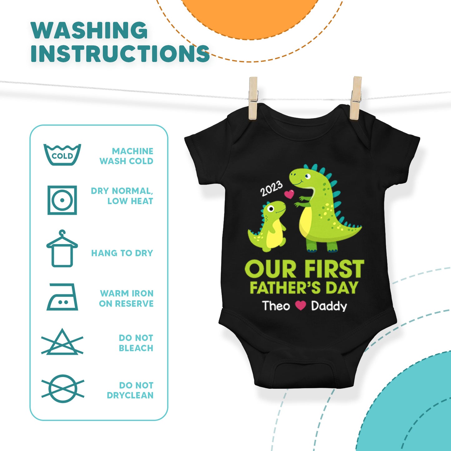 Happy 1st Fathers Day Elephant, Bear, Dinosaur Custom Matching Outfit