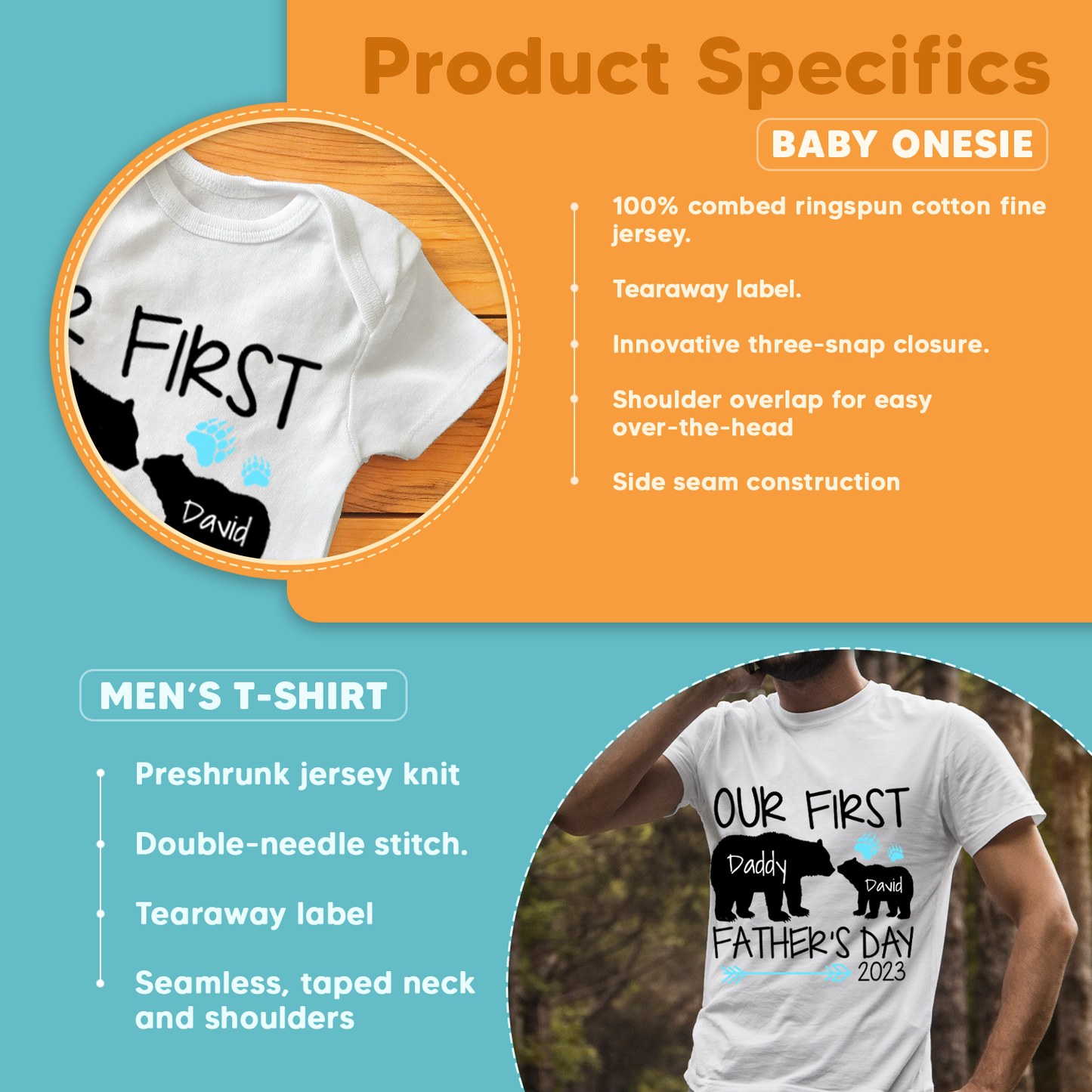 Funny 1st Fathers Day Elephant, Dinosaur, Bear Custom Matching Outfit