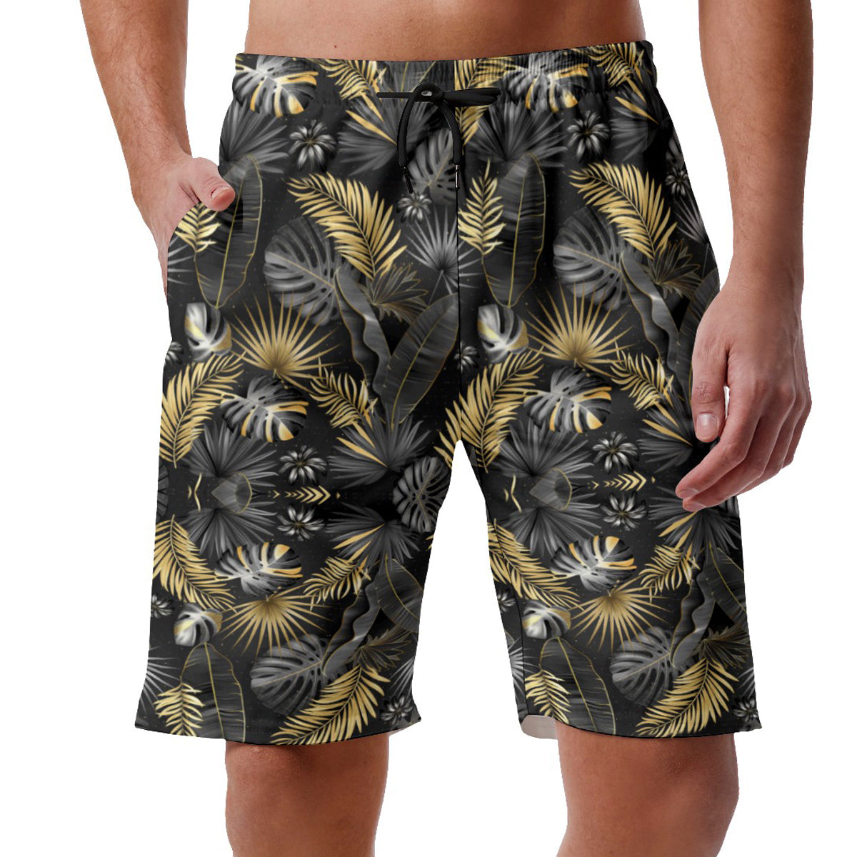 Black Leaves Hawaiian Shorts