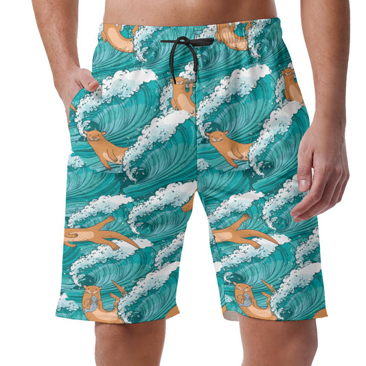 Otters Ride Waves Hawaiian Shorts