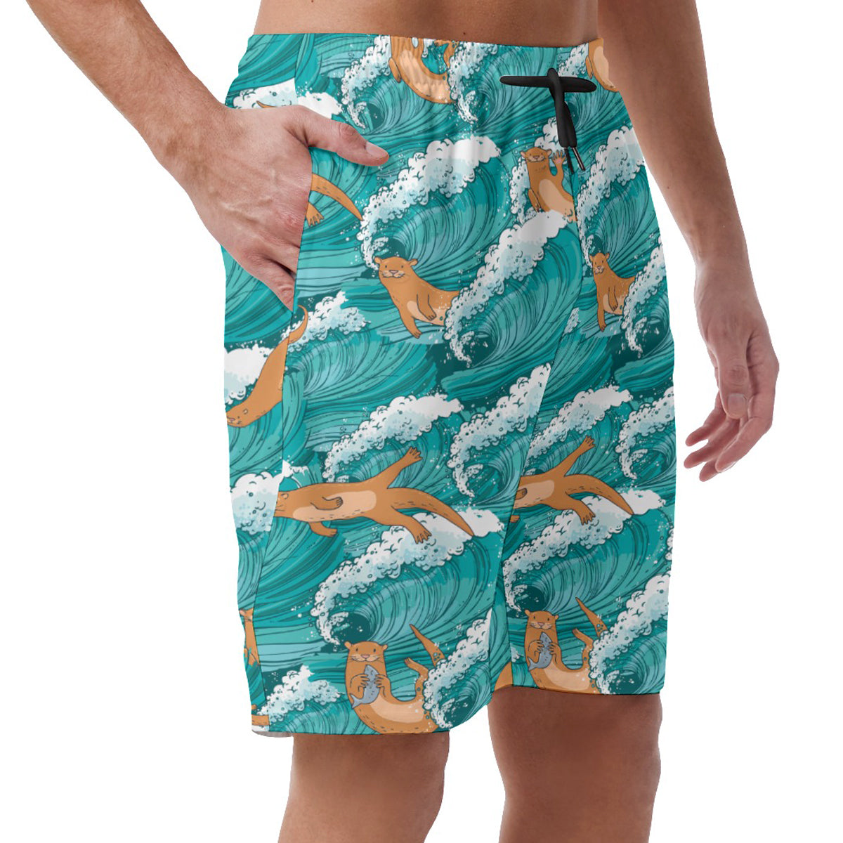 Otters Ride Waves Hawaiian Shorts