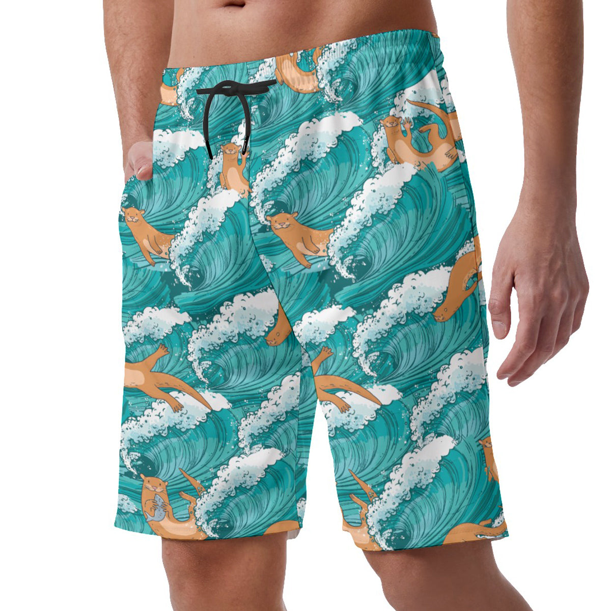 Otters Ride Waves Hawaiian Shorts