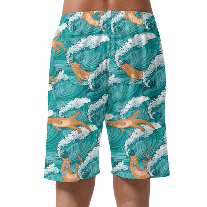 Otters Ride Waves Hawaiian Shorts