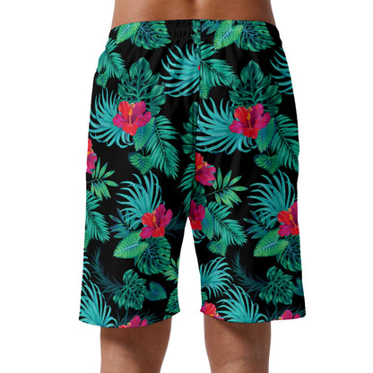 Red Hibiscus Flowers Hawaiian Shorts