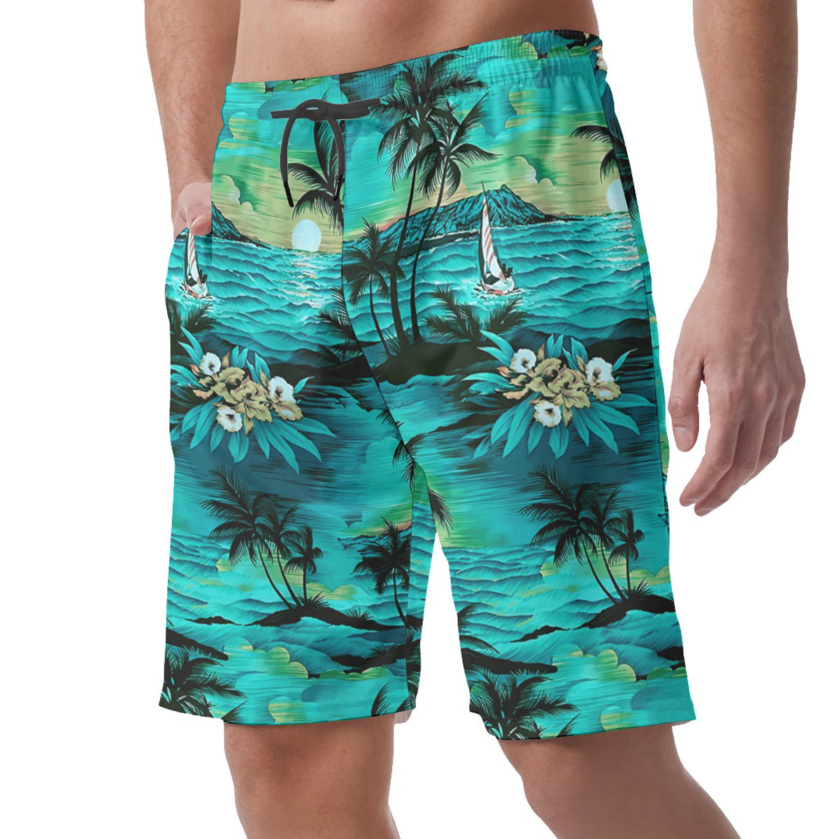 Tropical Beach Sunset Hawaiian Shorts