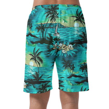 Tropical Beach Sunset Hawaiian Shorts