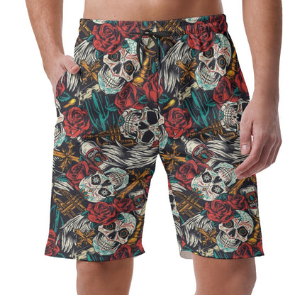 Day Of Dead Skull Hawaiian Shorts