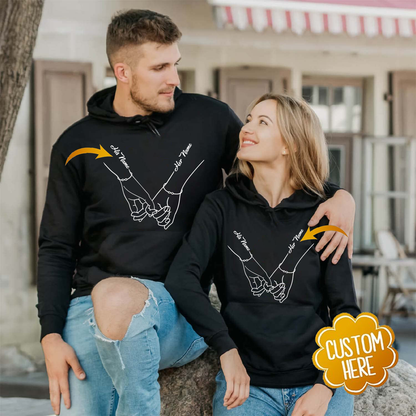 Holding Hands Custom Couple Hoodies For Valentine's Day
