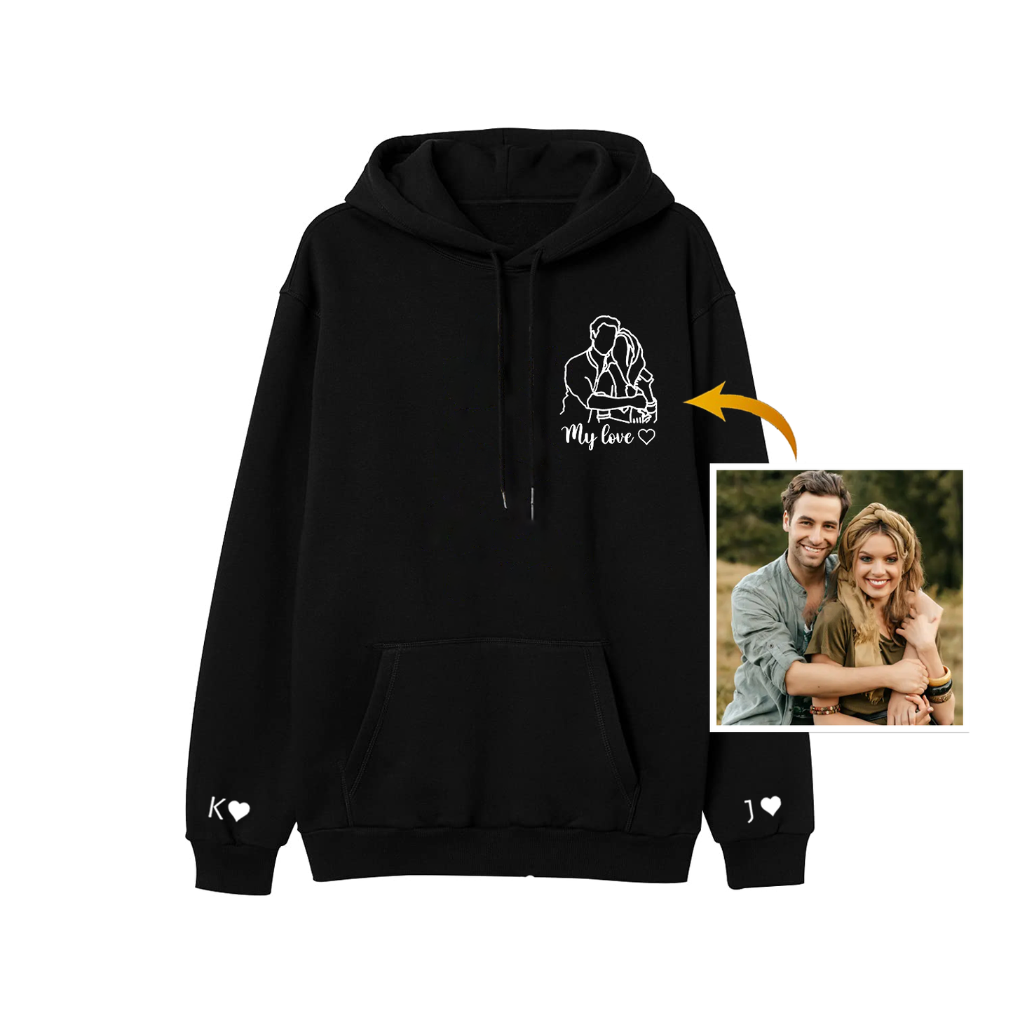 Custom Portrait From Photo Couple Hoodies For Valentine's Day