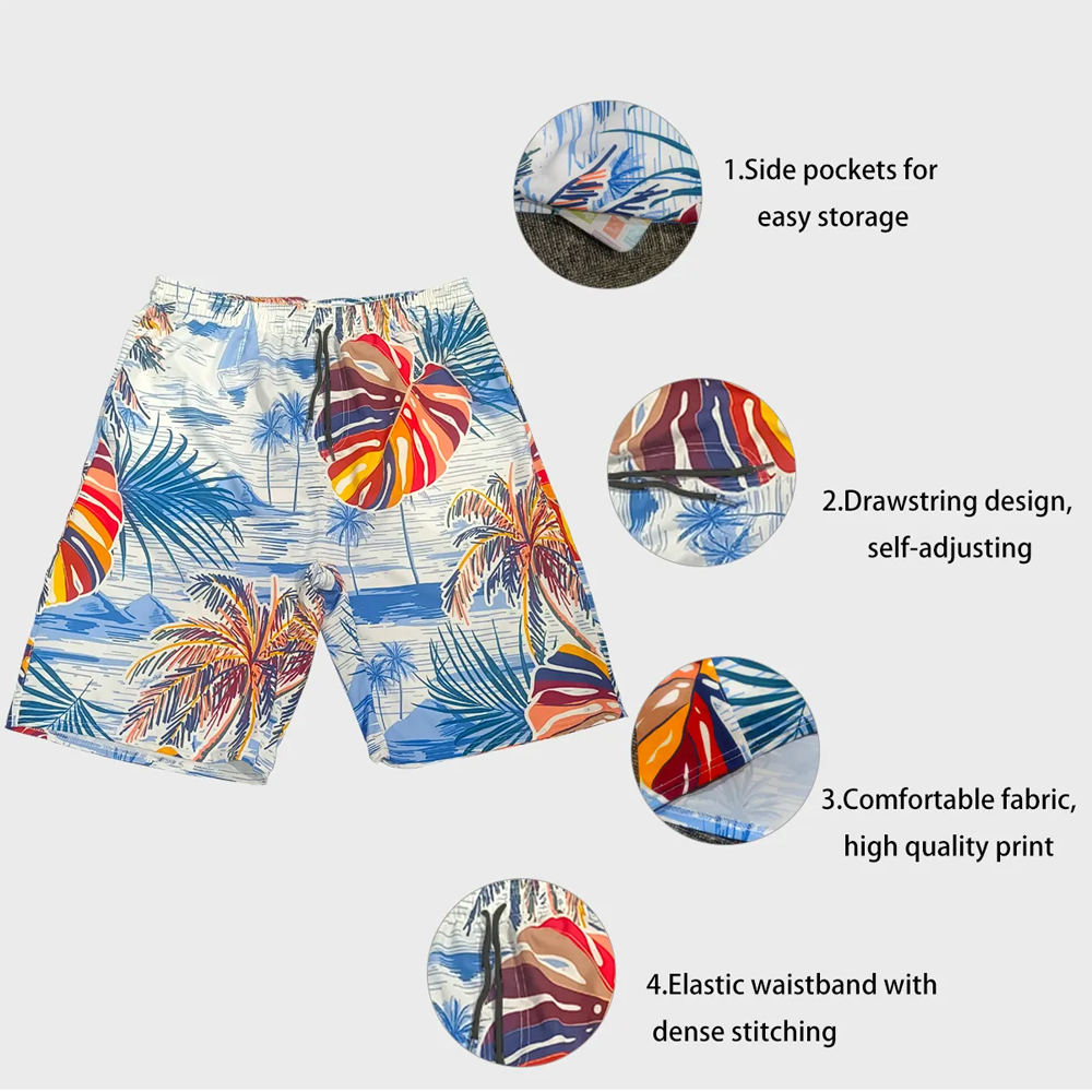 Surfboard Print Hawaiian Shorts