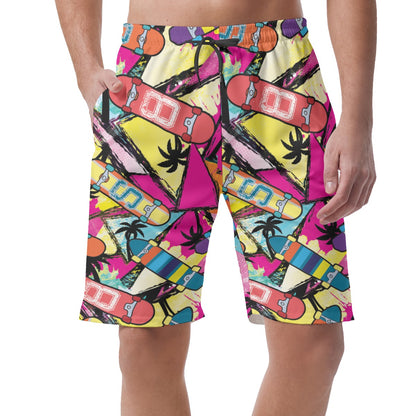 Colorful Skateboard Hawaiian Shorts