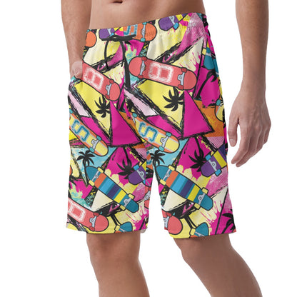 Colorful Skateboard Hawaiian Shorts