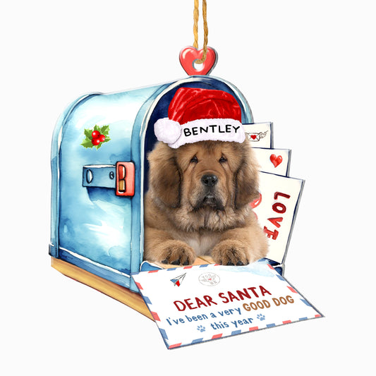 Personalized Tibetan Mastiff In Mailbox Christmas Aluminum Ornament