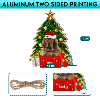 Personalized Tibetan Mastiff Christmas Tree Aluminum Ornament