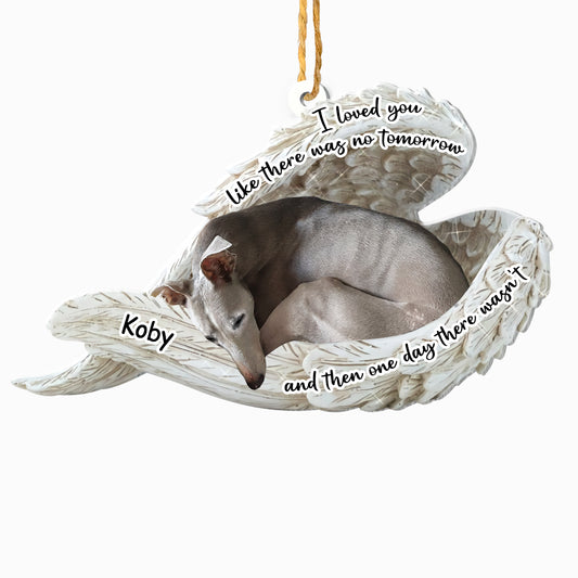 Personalized Whippet Sleeping Angel Memorial Aluminum Ornament