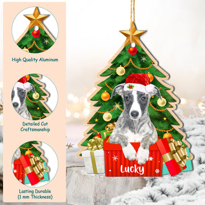 Personalized Whippet Christmas Tree Aluminum Ornament