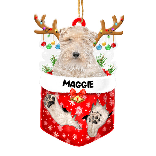 Personalized Wire Fox Terrier In Snow Pocket Christmas Acrylic Ornament