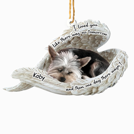 Personalized Yorkshire Terrier Sleeping Angel Memorial Aluminum Ornament