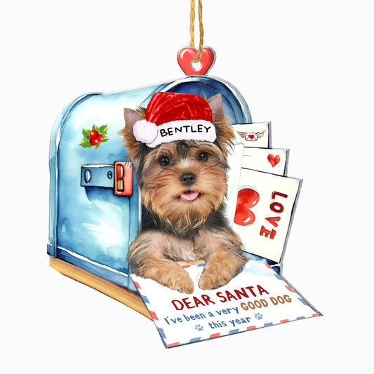 Personalized Yorkshire Terrier In Mailbox Christmas Aluminum Ornament