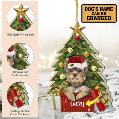 Personalized Yorkshire Terrier Christmas Tree Aluminum Ornament