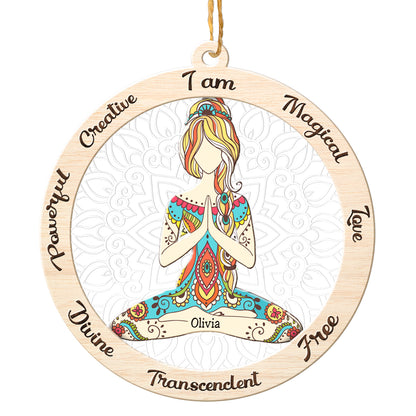 Personalized Yoga 2-Layer Wood & Acrylic Christmas Ornament