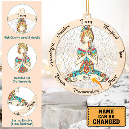 Personalized Yoga 2-Layer Wood & Acrylic Christmas Ornament