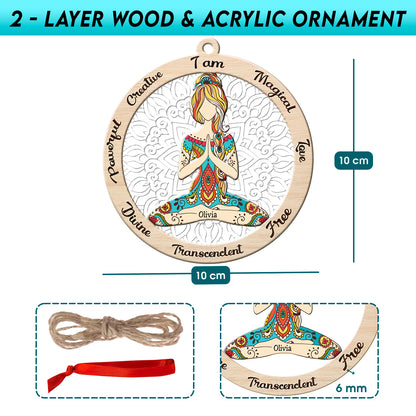 Personalized Yoga 2-Layer Wood & Acrylic Christmas Ornament