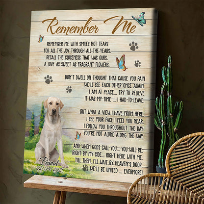 Custom Personalized Memorial Canvas print wall art unique meaningful mother's father's day gift, meaningful motherhood fatherhood day presents, dog pet lovers gift ideas from daughter & son - Dog Remember Me D565 - PersonalizedWitch