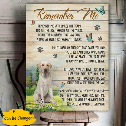 Custom Personalized Memorial Canvas print wall art unique meaningful mother's father's day gift, meaningful motherhood fatherhood day presents, dog pet lovers gift ideas from daughter & son - Dog Remember Me D565 - PersonalizedWitch