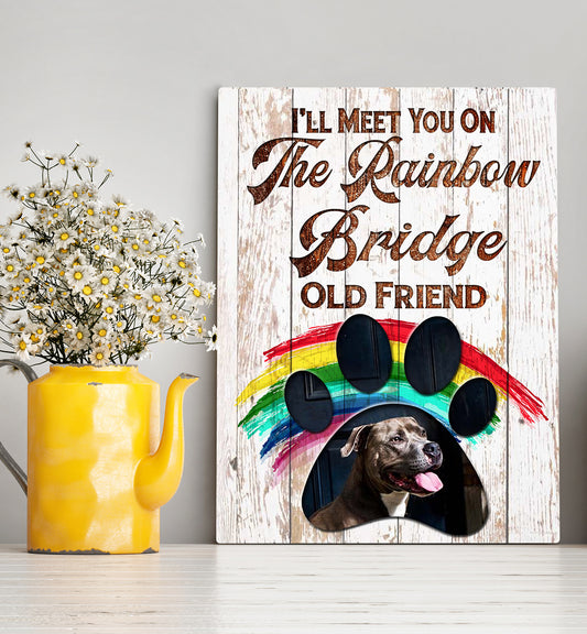 Custom personalized dog memorial photo to canvas print wall art Pet remembrance gift idea for dog mom dad pet lovers owner - Dogs The Rainbow Bridge - PersonalizedWitch