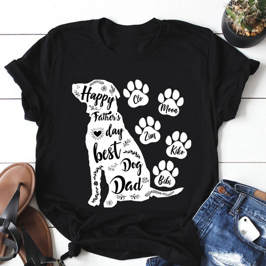 Custom Personalized Dog Dad T Shirts Gift for dog owners lovers Father of Dogs - Happy Father's Day Best Dog Dad - PersonalizedWitch