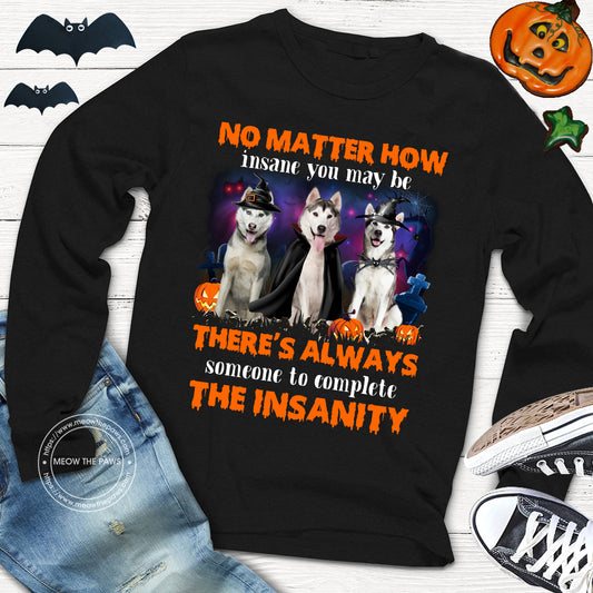 Halloween Insane Siberian Husky Long Sleeve T-Shirt