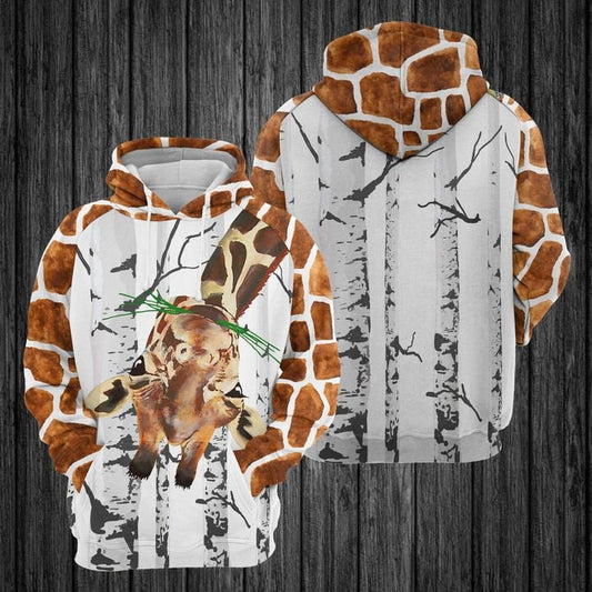 Giraffe Hello T1506 unisex womens & mens, couples matching, friends, funny family sublimation 3D hoodie christmas holiday gifts (plus size available)