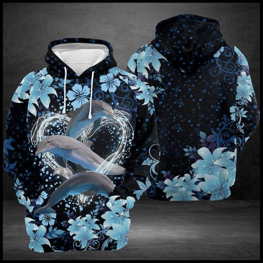 Dolphin Floral T1808 unisex womens & mens, couples matching, friends, funny family sublimation 3D hoodie holiday gifts (plus size available)