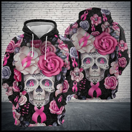 Skull Breast Cancer Awareness T2008 unisex womens & mens, couples matching, friends, funny family sublimation 3D hoodie holiday gifts (plus size available)