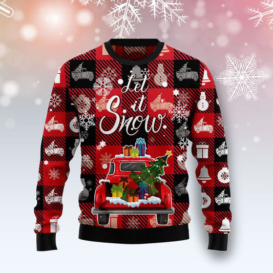 Red Truck Let It Snow T810 Ugly Christmas Sweater