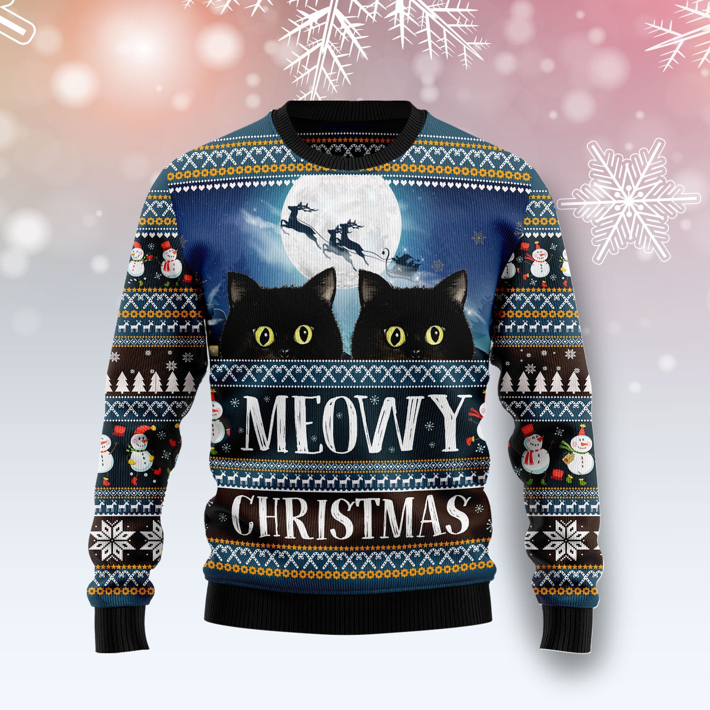 Black Cat Meowy Christmas TY710 Ugly Christmas Sweater