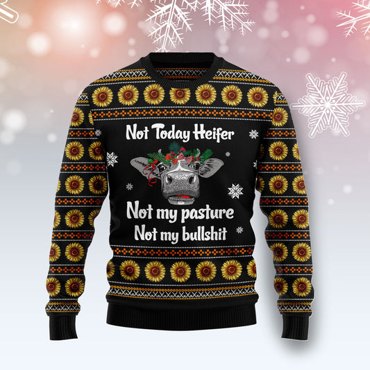Cow Not Today Sunflower TY2210 Ugly Christmas Sweater