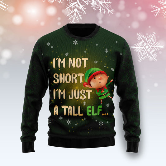 Elf I‘m Not Short TY0112 unisex womens & mens, couples matching, friends, funny family ugly christmas holiday sweater gifts (plus size available)