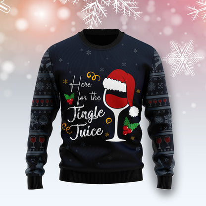 Jingle Juice TY0312 unisex womens & mens, couples matching, friends, funny family ugly christmas holiday sweater gifts (plus size available)