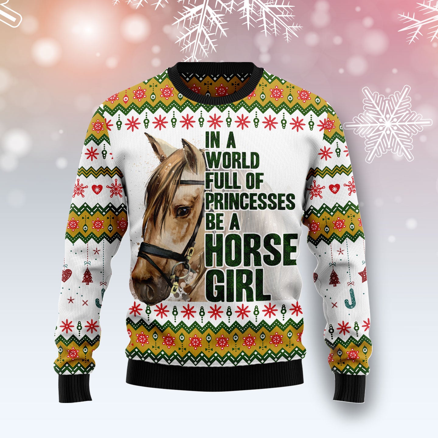 Horse Girl TY0312 unisex womens & mens, couples matching, friends, funny family ugly christmas holiday sweater gifts (plus size available)