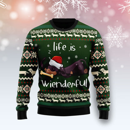 Dachshund Wienderful TY0312 unisex womens & mens, couples matching, friends, funny family ugly christmas holiday sweater gifts (plus size available)