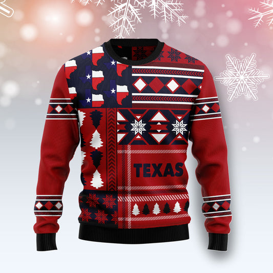 Texas Red Pattern TY0712 unisex womens & mens, couples matching, friends, funny family ugly christmas holiday sweater gifts (plus size available)