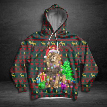 Lion Christmas Beauty TY1012 unisex womens & mens, couples matching, friends, funny family sublimation 3D hoodie christmas holiday gifts (plus size available)