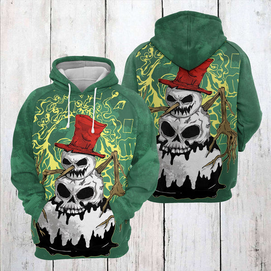Snowman Skull TY1012 unisex womens & mens, couples matching, friends, funny family sublimation 3D hoodie christmas holiday gifts (plus size available)
