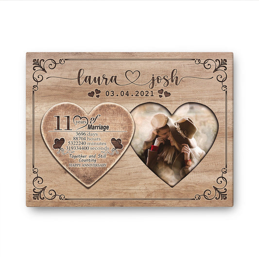 Happy 11th Anniversary First Year Of Marriage Anniversary Canvas