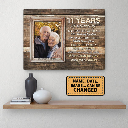 11 Years Of Marriage Custom Image Anniversary Canvas