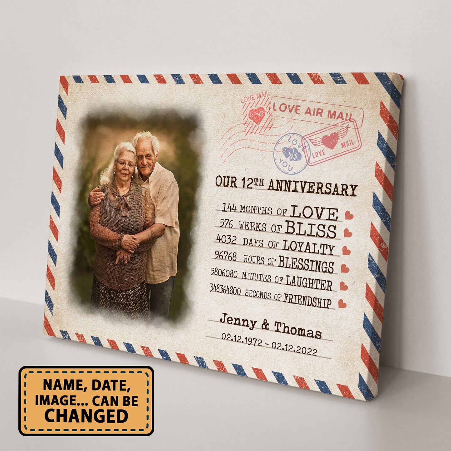 Our 12th Anniversary Letter Valentine Gift Personalized Canvas