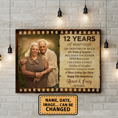Happy 12th Anniversary 12 Years Of Marriage Film Anniversary Canvas