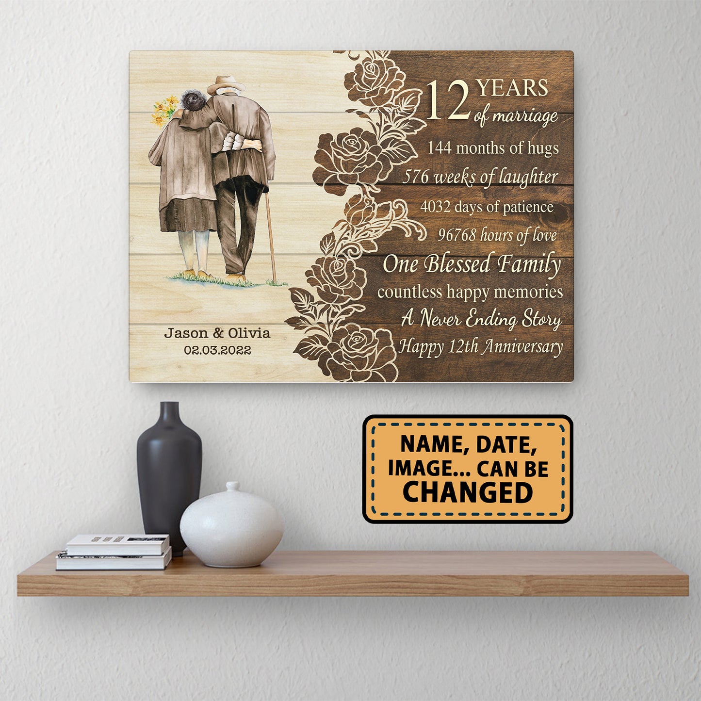 Happy 12th Anniversary 12 Years Of Marriage Personalizedwitch Canvas